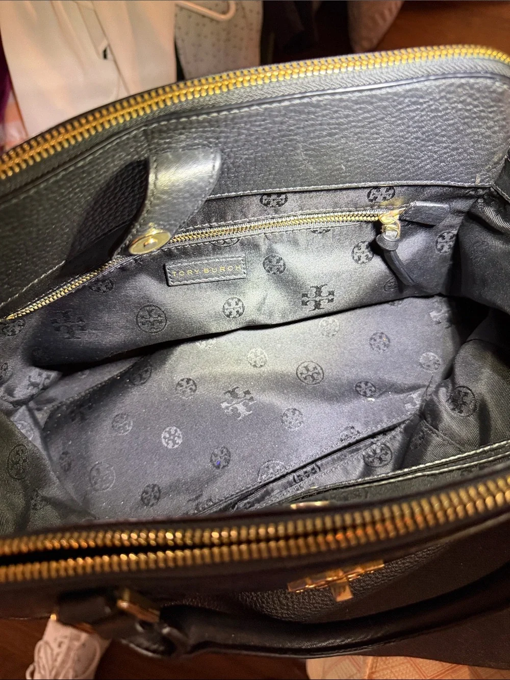 Tory Burch Black Pebbled Leather Satchel